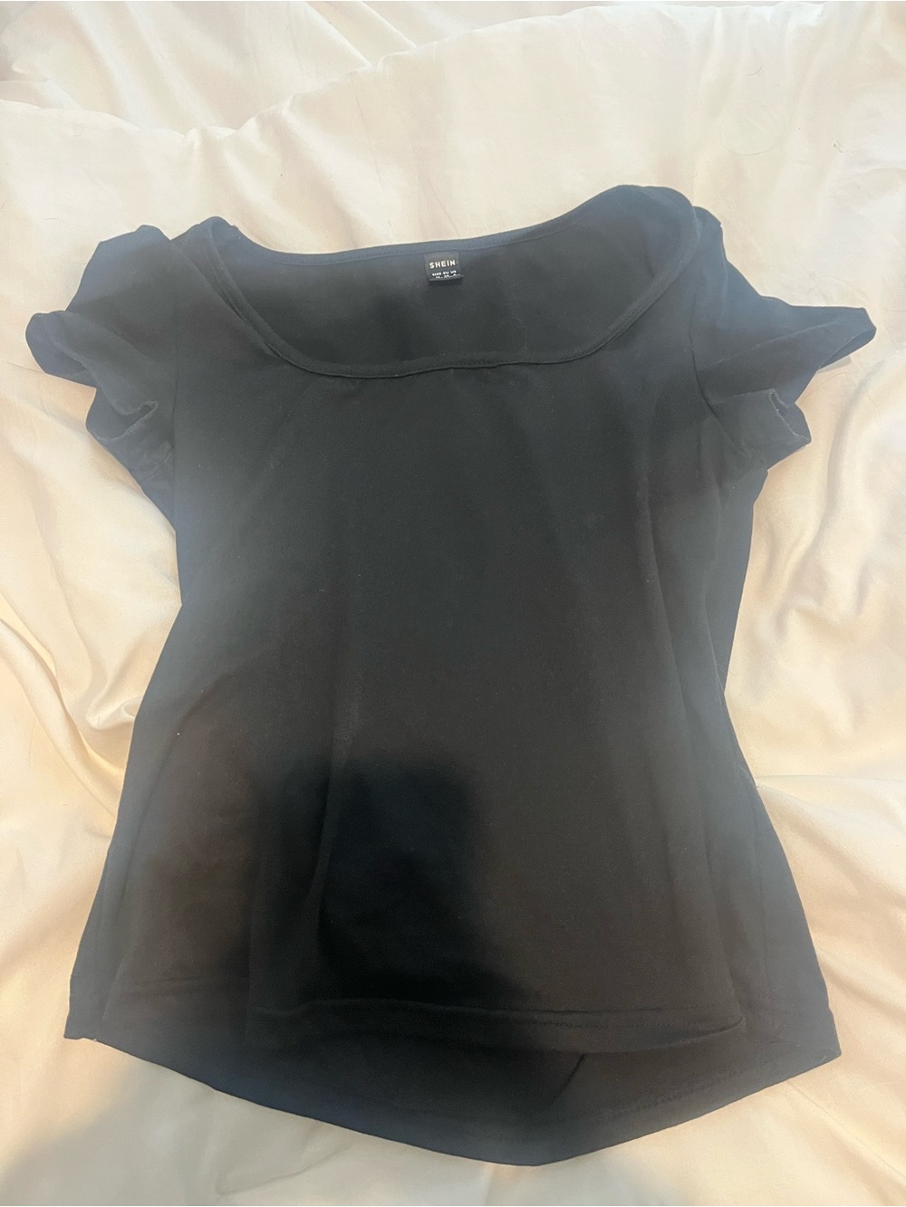 SHEIN Black Short Sleeve Scoop Neck Tee